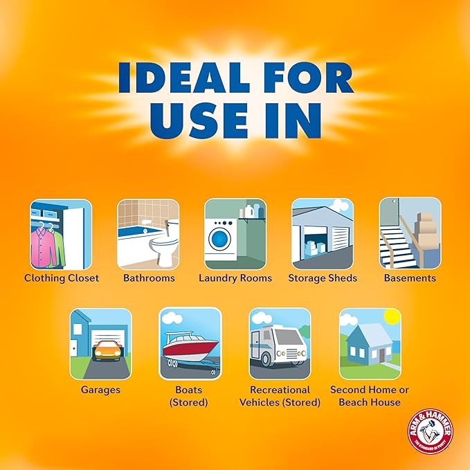 Arm & Hammer Clean Burst Moisture Absorber and Odor Eliminator Tubs, 14 oz, 3 Pack, Attract and Trap Excess Moisture, Eliminate Musty Odors, Convenient and Effective, White