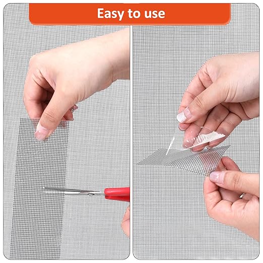 Grey Screen Repair Tape, 4" X 180" (15FT) Window Screen Door Repair Kit, Strong Adhesive Fiberglass Patch Tape Mesh