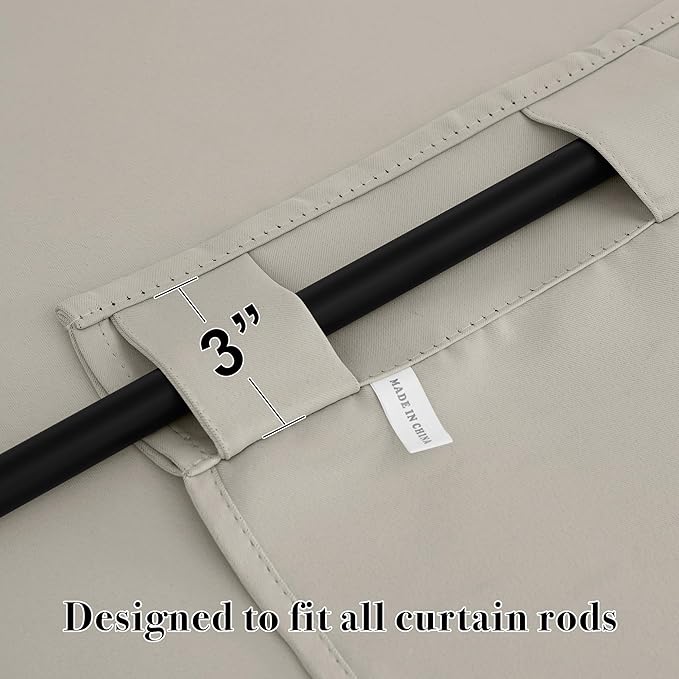 RYB HOME Blackout Curtains for Kitchen, Privacy Thermal Insulating Small Winow Curtain Shades for Classroom Bathroom Nursery Bedroom Cafe, W 34 x L 24, Natural, 2 Panels