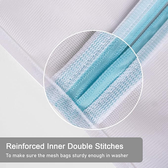 Polecasa 2Pcs 24 x 24 Inches Extra Durable Fine Mesh Laundry Bags with Sturdy Zipper for Delicates, Protect Clothes in Washing Machine, Laundry Room Essentials for College, Dorm (2 X-Large)