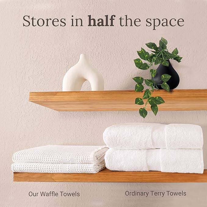 GILDEN TREE Waffle Towel Set Quick Dry Thin | 2 Bath Towels | 2 Hand Towels | 2 Washcloths, Classic Style (Seafoam)