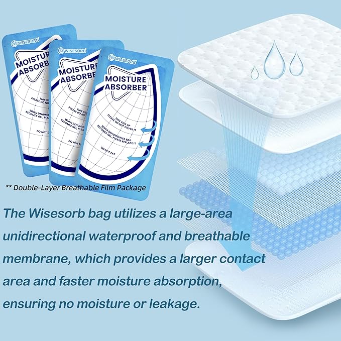 25 Gram 10 Packs Moisture Absorbers Packs, Leakproof Desiccant Dehumidifier Bags for Bathrooms, Basements, Rvs, Humidity Absorbers Packets for Closet