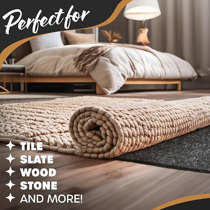 Nevlers 3x5 Rug Pad Non Slip Rug Stoppers to Prevent Sliding | Rug Grippers for Area Rugs on Hardwood Floors & Hard Surfaces | 1/4" Thick Dual Layer Felt & Rubber No Slip Rug Grip Pad & Carpet Gripper