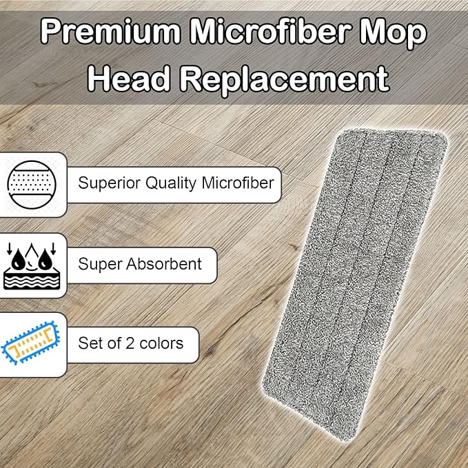 Replacement Mop Head Replacement Microfiber Mop Head Set of 2 per Pack [2 Packs]