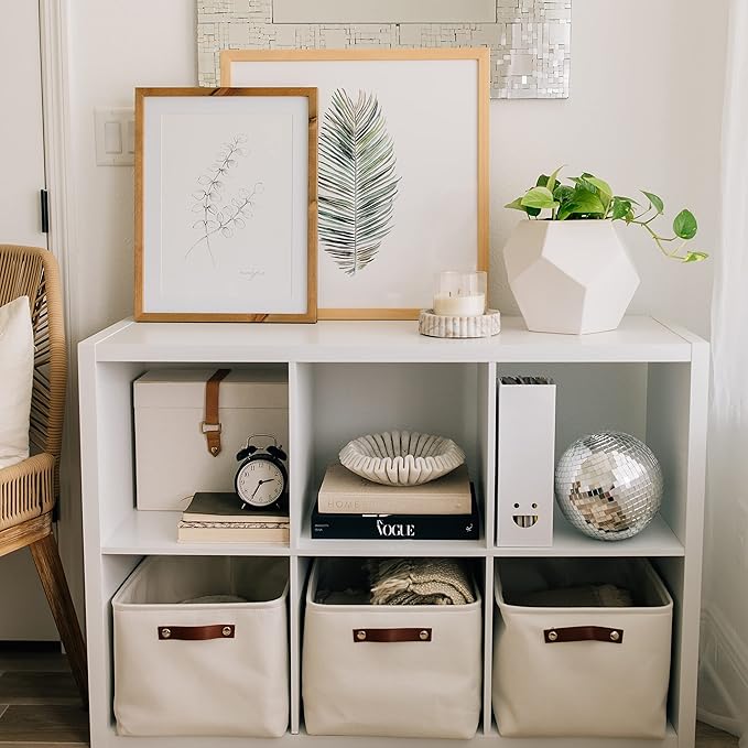 OrganiHaus Extra Large Fabric Storage Bins for Shelves 16x13in, Closet Storage Baskets for Shelf Organizing, Canvas Rectangle Bins for Organization, Linnen Baskets for Organizing - Off-White