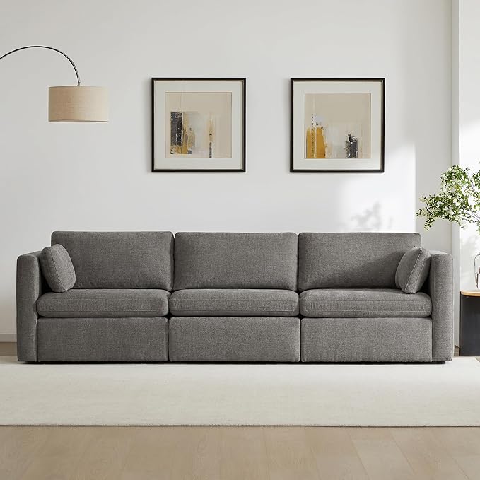 CHITA Oversized Modular Sectional Convertible Fabric Sofa Set, FSC CertifiedExtra Large Sectional Deep Seat Couch for Living Room,112 inch Width,3 Seat Modern Modular Sofa, Grey