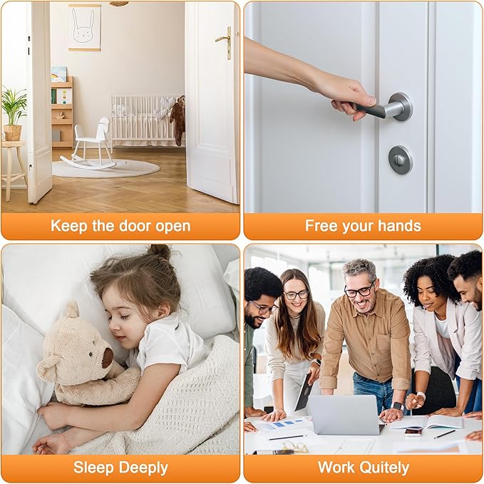 Crosize Magnetic Door Stoppers 4 Pack, Stainless Steel Door Catch for Wall and Floor Mounting, Door Holder Keep Door Open, No Drilling Door Stop with Adhesive Tapes, Black