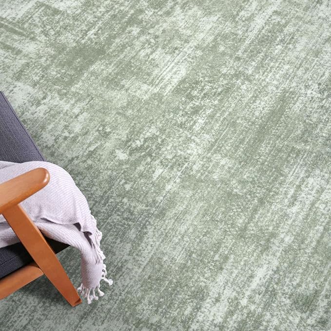 IOHOUZE Small Abstract Area Rug 2x3 Ft Entryway Rugs Washable Door Mat Indoor Entrance, Rubber Backed Throw Rugs, Printed Faux Wool Non Slip Floor Carpet for Foyer Front Door Sink, Sage Green