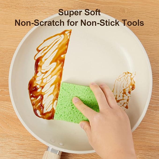 JOYMOOP Dish Sponge Scrubber, Cellulose Sponges Kitchen for Non-Scratch Washing Dishes, Household Cleaning Scrub Natural Sponge, Pack of 36 Colorful Sponges