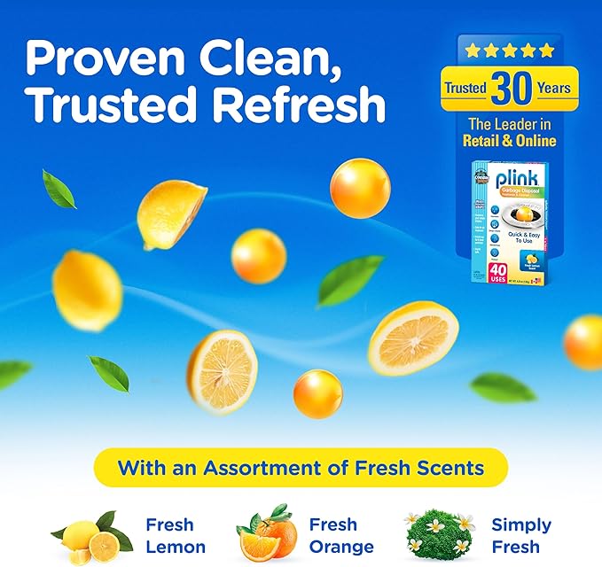COMPAC HOME Plink Garbage Disposal Cleaner and Deodorizer, Air Fresheners for Garbage Disposal, Orange Scent, Home Cleaning Products for Kitchen Sink and Clogged Drains, Pack of 2 - 40 Count Total