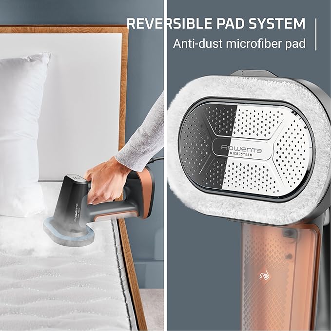 Rowenta Iron Steamer for Clothes, 3in1 Hand Held Steamers, Clothing Steamer, Ironing, Lint Remover, 7.1 Oz Tank, 1875 Watts, Auto-Off, Black & Copper, DR8855