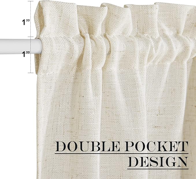 NICETOWN Linen Blend Small Window Curtains for Classroom Kitchen Cafe Basement Easy Installed Door Window Curtain for Privacy, Light Filtering Tie Up Shade, 1 Panel, W26 x L50 inches Long, Linen