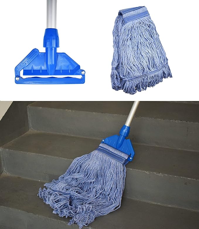 Mop Head Replacement Commercial Heavy Duty String Blue Wet Mop Heads for 3 Typs Commercial Mop Handle(6,Medium,Weight 16oz)