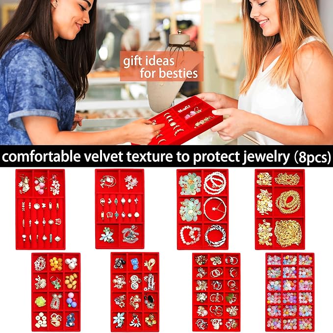 Earring Organizer Stackable Jewelry Storage Box Jewelry Drawer Organizer Removable Display Tray Organizer for Necklace Earring Ring