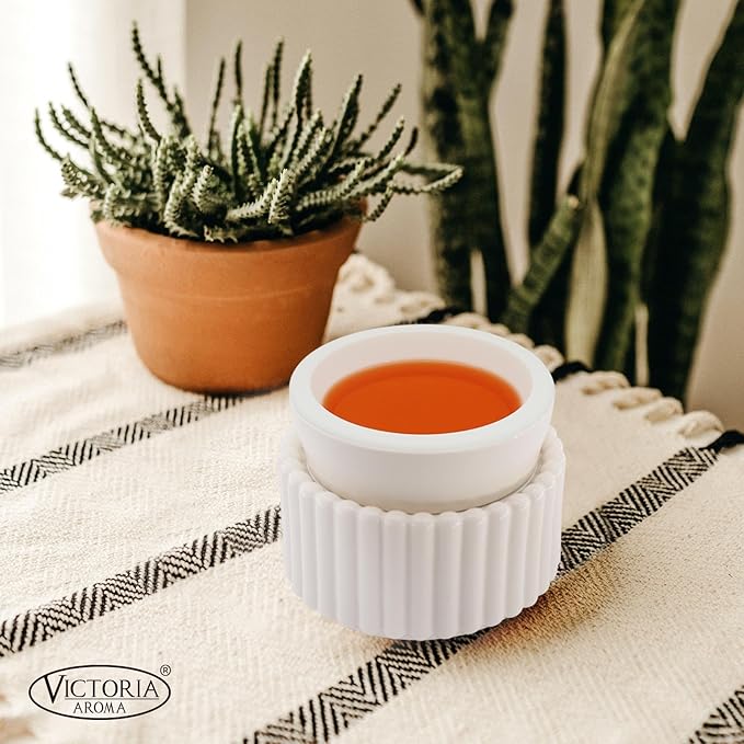 Ceramic Wax Melt Warmer with 1 pc Silicone Dish Candle Warmer for Scented Wax Electric Fragrance Burner for Home, Office, Bedroom - Gift & Décor