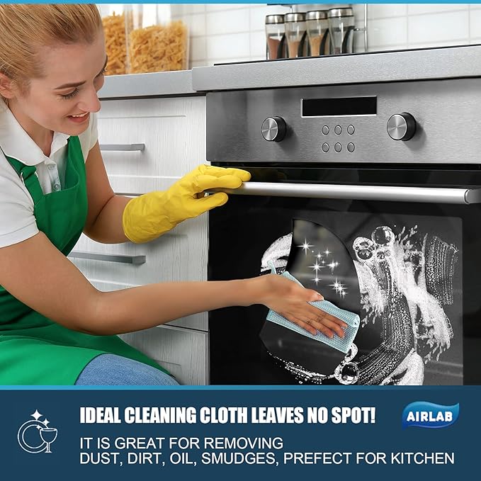 Streak Free Miracle Cleaning Cloths Easy Clean Nanoscale, Pack of 8, 12'' x 16'', Microfiber Polishing Windows Glass Lint Free Rags Stainless Steel Car Kitchen Reusable
