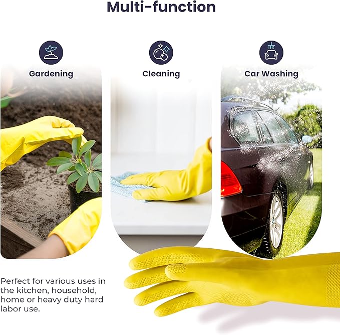 FMP Brands 3/6/12/60 Pairs Cleaning Gloves, Waterproof Rubber Gloves for Washing Dishes, Non-Slip Latex Dishwashing Gloves