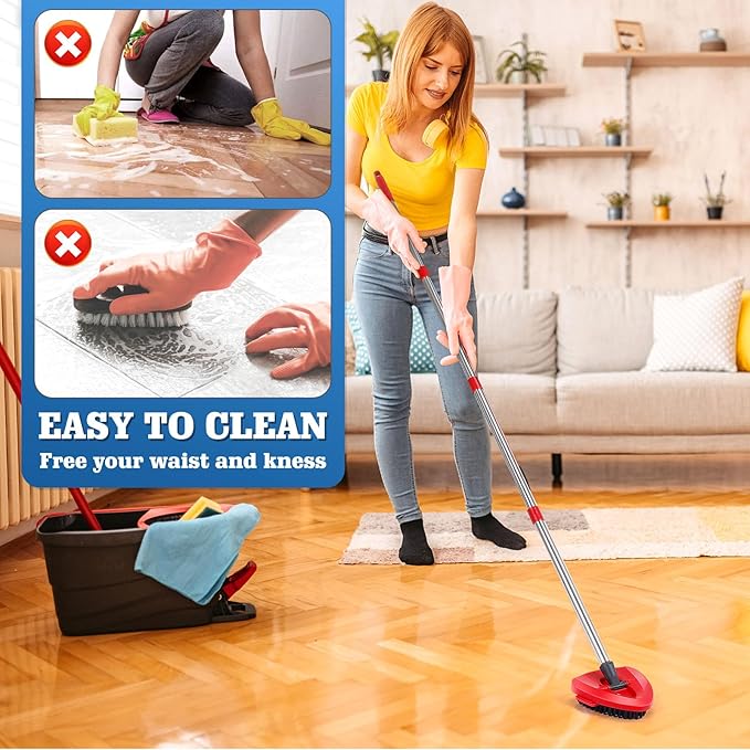 4 Pack Spin Mop Replacements Head Compatible for Oceda RinseClean 2-Tank System,Microfiber Spin Mop Refills Head,1 Mop Scrub Brush + 1 Mop Base + 4 Pack Cleaning Floor Mop Head