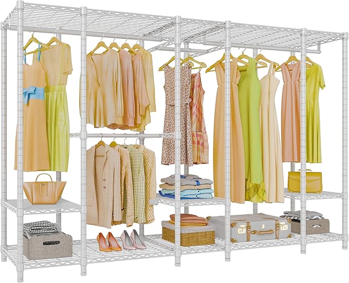 VIPEK V50 Extra Large Portable Closet Rack Bedroom Armoire Freestanding Wardrobe Closet, Heavy Duty Multi-Functional Metal Clothing Rack for Hanging Clothes, Max Load 1300lbs, White