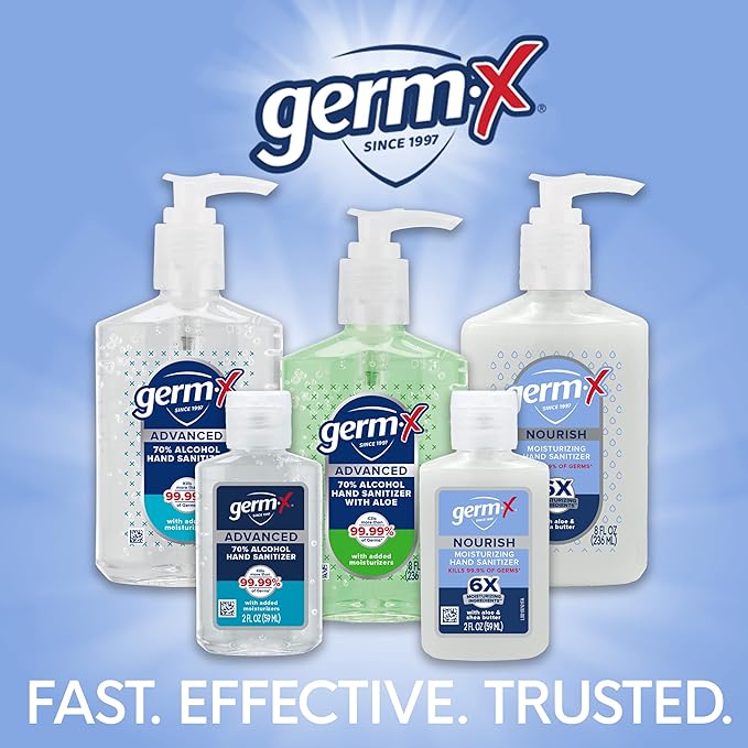 Germ-X Nourish Hand Sanitizer, 2-in-1 Moisturizing and Sanitizing Formula with Shea Butter, Vitamin E & Aloe, Non-Greasy, Fresh Citrus Scent, Back to School Supplies, Pump Bottle, 8 Oz (Pack of 6)