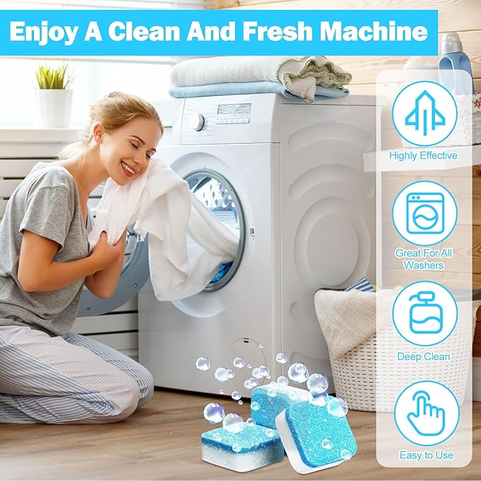 150 Pcs Washing Machine Cleaner Washing Machine Tablets Deep Cleaner Tablets for Front Loader and Top Load Washer