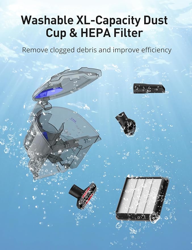 Aspiron Canister Vacuum, Upgraded 1600W Bagless Canister Vacuum Cleaner, Auto Cord Rewind, H13 HEPA Filter, 3.7Qt Large Capacity, 5 Tools for Hard Floors, Carpet, Pet, Upholstery, Tiles, Car, Navy
