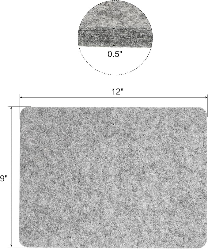 PATIKIL Wool Pressing Mat, 12" x 9" Wool Ironing Pad Blanket 0.5" Thickened Heat Resistant Quilting Ironing Pad for Quilters Sewing Craft, Grey