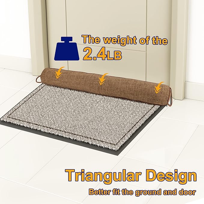 NABOWAN 36" Weighted Under Door Draft Stopper -Triangular Door Draft Blocker with Hook Loops for Easy Install, Save Energy, Home Room Essentials