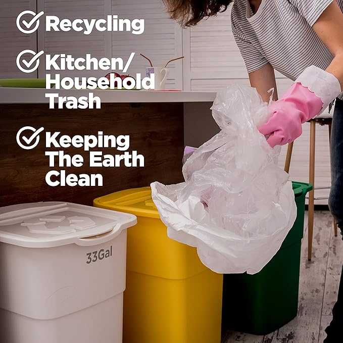 ToughBag 30-33 Gallon Clear Trash Bags (100 Count) Recycling Bag, Garbage Can Liners – Clear Trash Bags 30+ Gallon - Made In USA