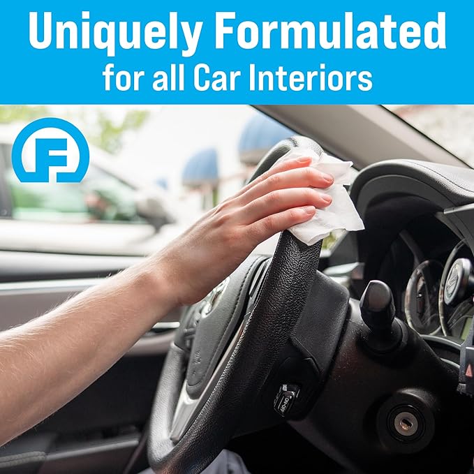 Fortress Car Wipes with Microfiber Cloth (25 ct, Pack of 6) for Interior Cleaning, Dashboard, Seats, Detailing, Steering Wheel [Travel Size] Skin-Safe Cleaner Supplies