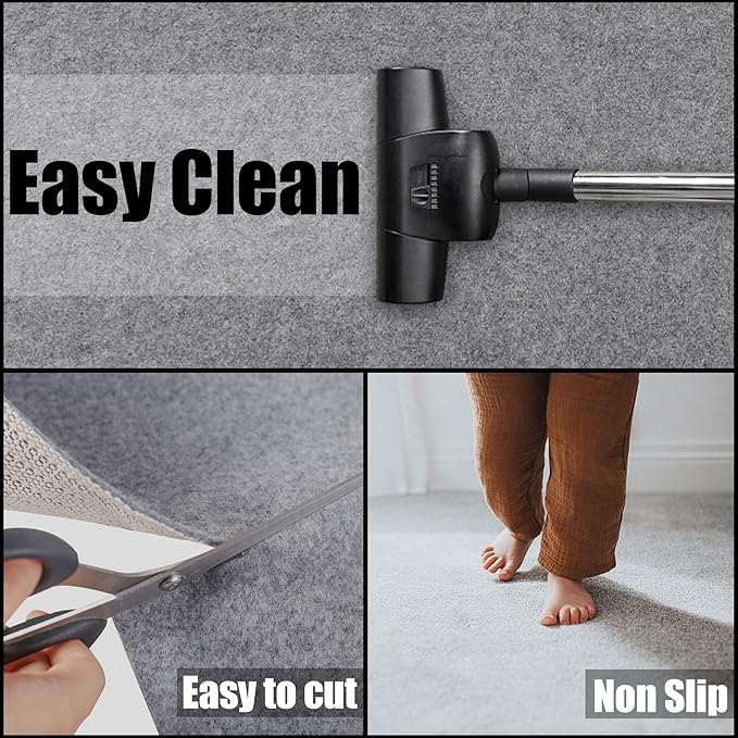 Non Slip Rug Pad Grippers - 2.5x13, 1/4" Thick, Felt + Rubber Double Layers Area Carpet Mat Tap, Provides Protection and Cushioning for Hardwood or Tile Floors