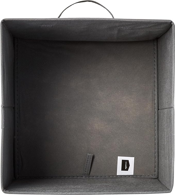 Amazon Basics Collapsible Fabric Storage Cube Bins Organizer with Handles, Sturdy, Gray, 13-x-13-x-13-inch, Pack of 6