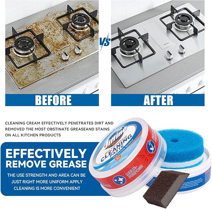 Cooktop Cleaner Paste,the Pink Of Stuff, Miracle All Purpose Cleaning Paste,Easily Remove Burned-On Food, Grease and Watermarks, Leaving Your Glass Cook Top Sparkling 10 oz