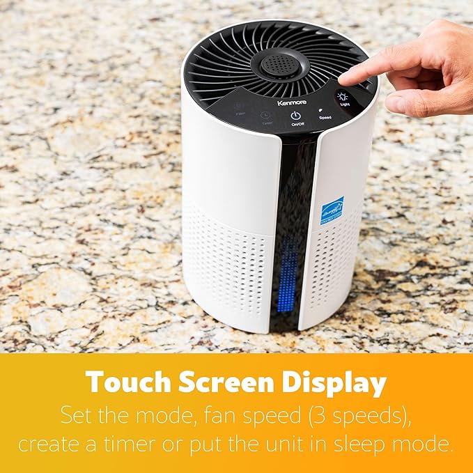 Kenmore PM1010 Air Purifiers for Bedroom Up to 348 Sq.Foot with H13 True HEPA Filter, Child Lock, Sleep Mode for Small Rooms