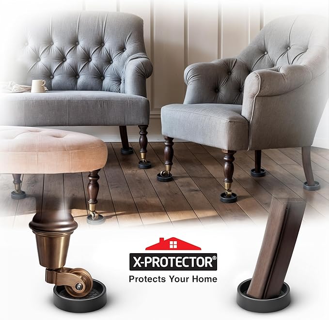 Furniture Cups X-PROTECTOR – 2" Caster Cups 8 PCS – Round Furniture Coasters – Ideal Bed Stoppers – Non Skid Furniture Pads with a Perfect Design – Rubber Furniture Pads - Protect Any Flooring!