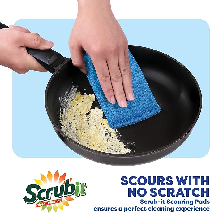 SCRUBIT Multi-Purpose Dish Scrub Sponge, Non Scratch Scouring Pads, Cleaning Sponges for pots, Dishes & Non-Stick Cookware - Pot Scrubber Sponges for Kitchen & Bathroom - 12 Pack Dish Sponge (Orange)