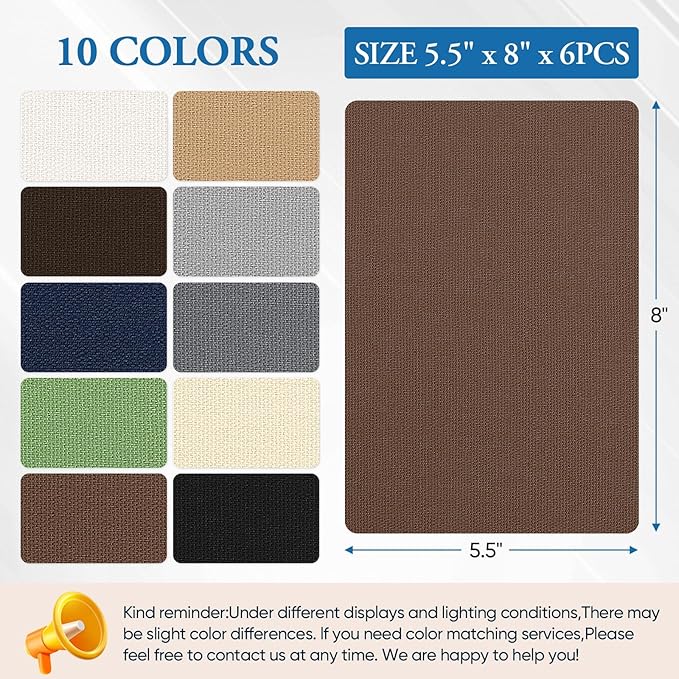 Canvas Patch 5.5 x 8 Inches 6Pcs Self-Adhesive Waterproof Canvas Patch Kit for Repairing Tents,Sofas,Boat Covers,Camping Chair,Awnings,Car Seats.(Brown)
