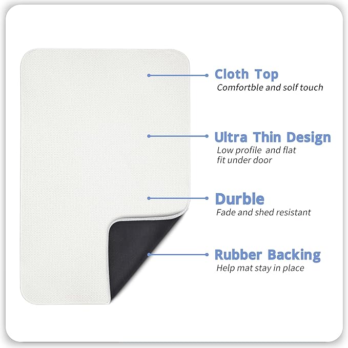 Bath Mat,Ultra Thin Bathroom Rugs,Rubber Bath Mats for Bathroom,No Slip Bath Rugs,Quick Dry,Machine Washable,Low Pile,Absorbent,Shower Outside,Sink,Home Decor Accessories.White,1'5"x2'3"(2 Pack)