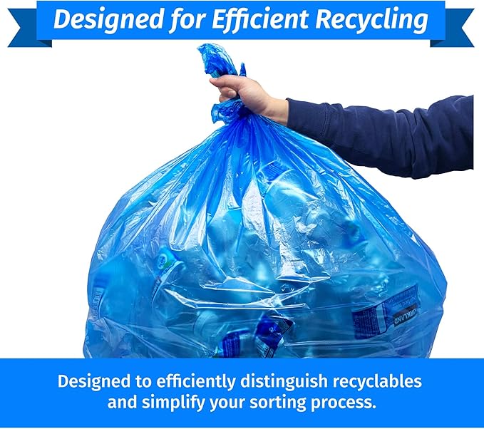 Reli. SuperValue 33 Gallon Recycling Bags (120 Count) Made in the USA - Blue Trash Bags, 30-33 Gallon | Recycling, Garbage | 33Gal with 30Gal - 35Gal Capacity