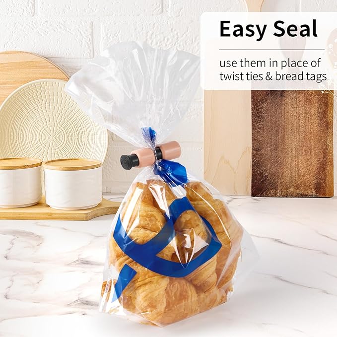 10 Pack Squeeze and Lock Bread Bag Clips, Reusable, Sturdy Plastic, Easy to Use, 5 Colors