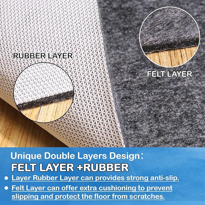 Non-Slip Rug Pads 1/4” Thick, 2x8Ft Waterproof Rugs Non Skid Rug Pad for All Floors and Finishes Durable Hardwood Floor Protective Felt Keeps Rugs in Place, Safe and Secure