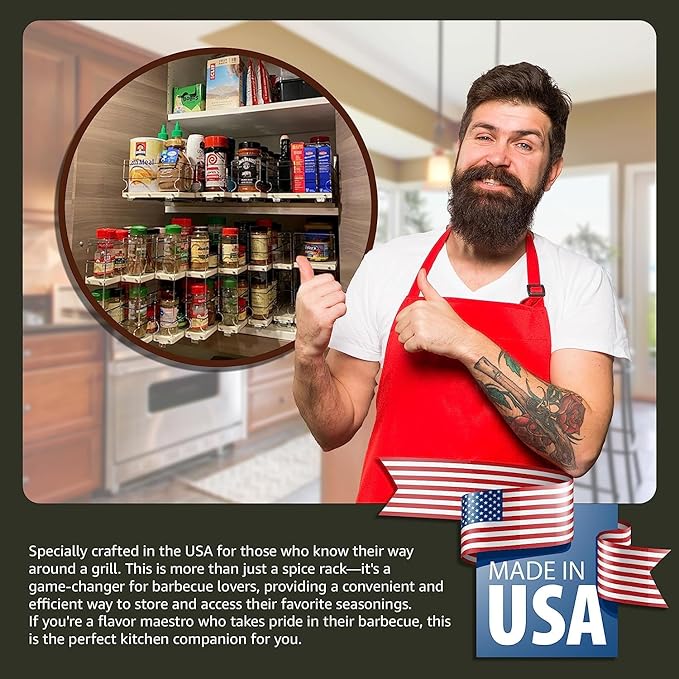 Vertical Spice Combo Spice Rack Drawer - Pull Out Pantry Organizers and Storage - Kitchen Cabinet Organizer - Seasoning Sliding Caddy - Made in USA (5.75" W x 5.00" H x 10.60" D, Partially Assembled)