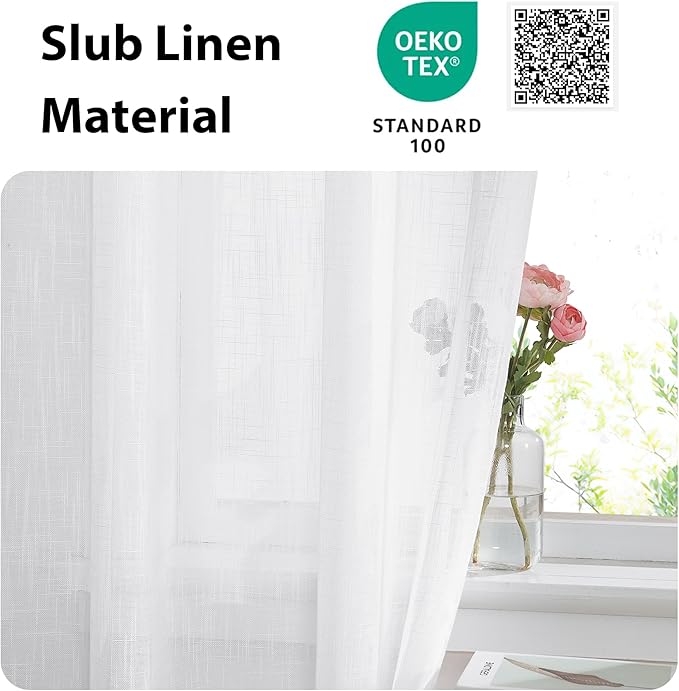NICETOWN French Door Curtains for Sliding Glass, 80 inch Long Curtains for Living Room Bedroom Window Cover Half Privacy Semi Sheer Front Panels for Back Door Window, 1 PC, White, 26" Wide