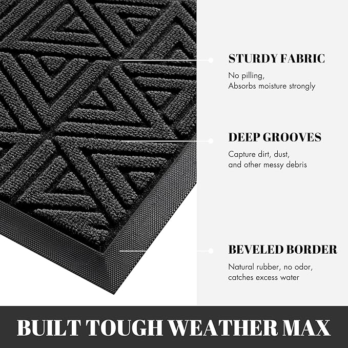Yimobra Extra Large Door Mat 60x32, All-Weather Waterproof Non-Slip Welcome Matt Outdoor, Heavy Duty Non Slip Doormat for Entryway for Patio and Garage Indoor, Easy Clean, Black