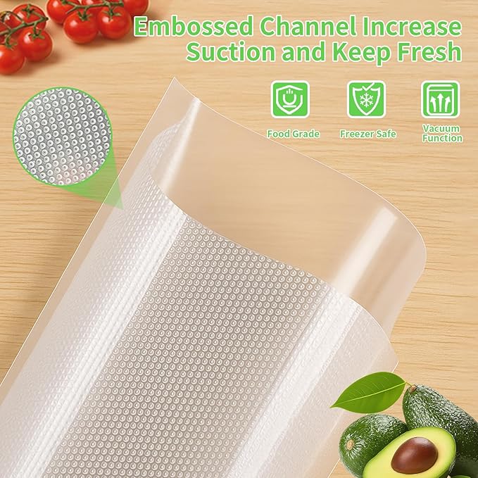 MakMeFre 300 Bags 100 of Each Size Gallon 11"x16" and Quart 8"x12" and Pint 6"x10" BPA Free Sous Vide Seal a Meal Commercial Grade Vacuum Seal PreCut Combo Pack Bag