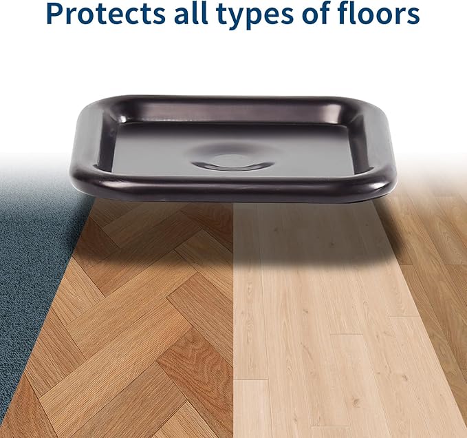 Ezprotekt 2 1/2" Square Reusable Felt Furniture Caster Cups with Carpet Bottom, 16 Pcs Felt Furniture Sliders Floor Protectors Pads to Protect Hardwood, Tile or Floors from Scratches (Brown/Gray)
