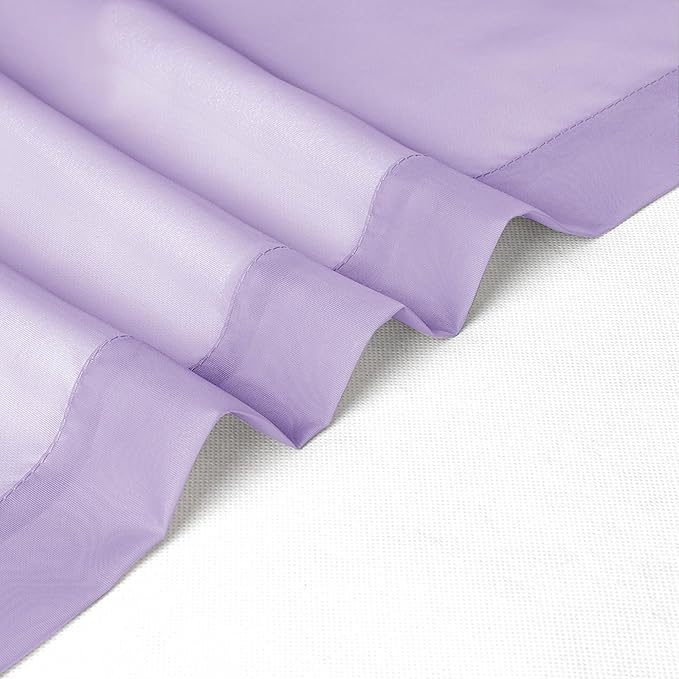 Chyhomenyc Lilac Sheer Curtains 30 inch Length 2 Panels, Light Filtering Voile Rod Pocket Short Window Curtians for Bathroom Living Room Farmhouse Small Windows, 42Wx30L inches