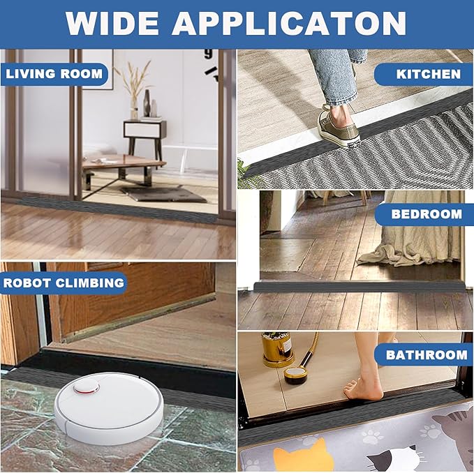 Vinyl Door Threshold Flooring Transition Strip Self Adhesive Carpet Edging Strip for Laminate Doorway Edge Threshold from 1/5" to 2/5" (Dark Gray Wood Grain, 10 Ft)