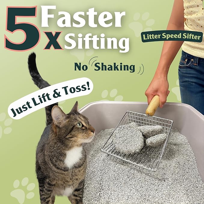 Sprinkle & Sweep Litter Box Deodorizer - Cat Litter Deodorizer Non Toxic and Safe for Kittens - Instantly Eliminates Foul Smells and Urine Odors (Bag, Sifter & Spray)