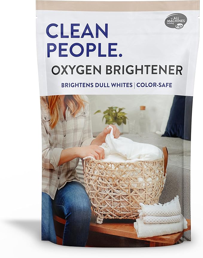 The Clean People Oxygen Brightener Stain Remover | Bleach Alternative, Simple Ingredients, Brightens Dull Whites AND Colors | 41 oz